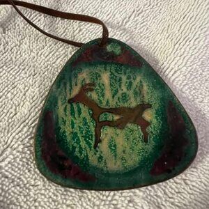 🐻Etched Copper Pendant on Leather String
